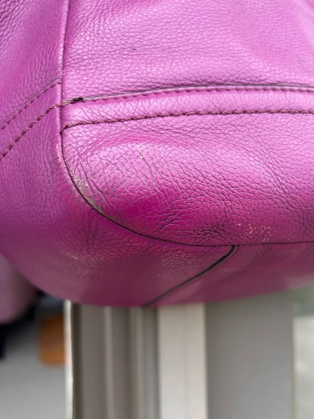 Purple plum pebbled leather Coach Park Carrie Tote